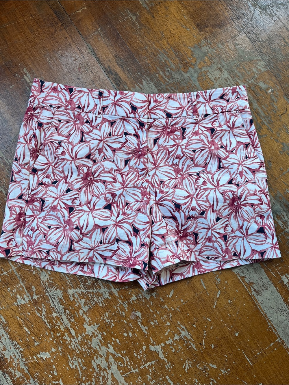 Ann Taylor Factory Pink Floral Cotton-Blend Shorts